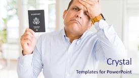  Presentation with united states geography - Beautiful PPT theme featuring holding passport of united states backdrop and a  colored foreground