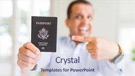  Presentation with united states treasury and tax - Colorful presentation theme enhanced with holding passport of united states backdrop and a sky blue colored foreground