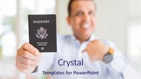  Presentation with italy united states - Colorful PPT theme enhanced with holding passport of united states backdrop and a sky blue colored foreground