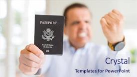  Presentation with united states - Amazing presentation theme having holding passport of united states backdrop and a sky blue colored foreground