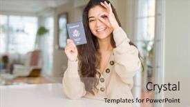  Presentation with indian states - Audience pleasing PPT theme consisting of holding passport of united states backdrop and a soft green colored foreground