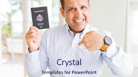  Presentation with united states geography - PPT layouts with holding passport of united states background and a sky blue colored foreground