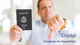  Presentation with united states geography - Theme having holding passport of united states background and a sky blue colored foreground