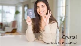  Presentation with united states unity - Presentation featuring holding passport of united states background and a soft green colored foreground