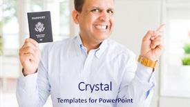  Presentation with united states geography - Slide set featuring holding passport of united states background and a sky blue colored foreground