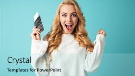  Presentation with passport - Slide set consisting of holding passport with flying ticket background and a arctic colored foreground