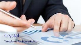  Presentation with pen laptop coffee cup clips - Slide set featuring holding pen in his hand background and a  colored foreground