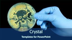  Presentation with petri dish - PPT theme featuring holding petri dish growing bacteria background and a ocean colored foreground