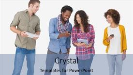  Presentation with tablet - Colorful slide deck enhanced with holding phones on white background backdrop and a teal colored foreground