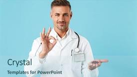  Presentation with capsules pills pill doctor prescription - Colorful PPT theme enhanced with holding pills vitamins showing okay backdrop and a sky blue colored foreground