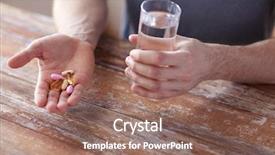  Presentation with supplements - Slide set consisting of holding pills with cod liver background and a violet colored foreground