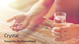  Presentation with supplements - Presentation design enhanced with holding pills with cod liver background and a coral colored foreground