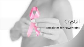  Presentation with pink ribbon breast awareness - Colorful slide deck enhanced with holding pink breast cancer awareness backdrop and a light gray colored foreground
