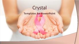  Presentation with pink ribbon hands - Slide set with holding pink breast cancer awareness background and a lemonade colored foreground