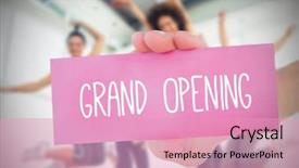 Presentation with grand opening - Amazing presentation design having holding pink card saying grand backdrop and a coral colored foreground