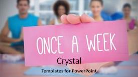  Presentation with car body repairer holding - Slide deck enhanced with holding pink card saying once background and a  colored foreground