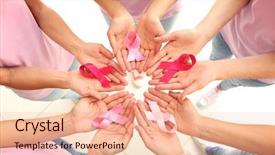  Presentation with breast cancer - Presentation having holding pink ribbons breast cancer background and a coral colored foreground