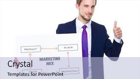  Presentation with marketing mix loyalty - Amazing presentation theme having holding placard showing of marketing backdrop and a light blue colored foreground