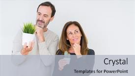  Presentation with transgenic plants - Beautiful slide deck featuring holding plants over isolated background backdrop and a light gray colored foreground