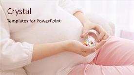  Presentation with pregnant - Presentation enhanced with holding plastic jar with pills background and a lemonade colored foreground