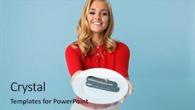  Presentation with blue and red - PPT theme consisting of holding plate with eclair cake background and a light blue colored foreground