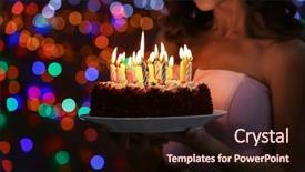  Presentation with birthday cake - Slide deck consisting of holding plate with tasty birthday background and a wine colored foreground