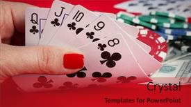  Presentation with playing cards - Beautiful theme featuring holding playing cards straight flush backdrop and a  colored foreground