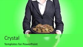  Presentation with gold coins and jewelry - Cool new presentation theme with holding pot of gold coins backdrop and a seafoam green colored foreground