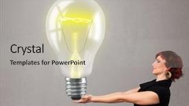  Presentation with realistic - Beautiful presentation theme featuring holding realistic 3d light bulb backdrop and a light gray colored foreground