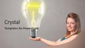  Presentation with realistic - Beautiful PPT theme featuring holding realistic 3d light bulb backdrop and a light gray colored foreground