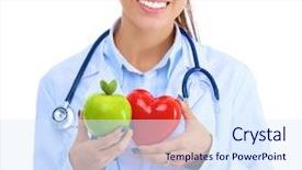  Presentation with medical smiling doctor - Amazing presentation design having holding red heart and green backdrop and a sky blue colored foreground