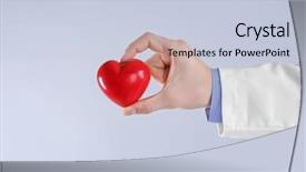  Presentation with heart pulse - Slide deck with holding red heart on light background and a lemonade colored foreground