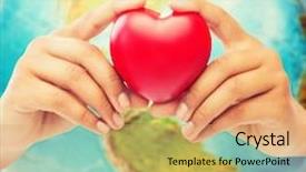  Presentation with earth parts - Slides consisting of holding red heart over earth background and a coral colored foreground