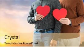  Presentation with gay pride - Colorful theme enhanced with holding red hearts over city backdrop and a blonde colored foreground