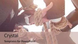  Presentation with rope - PPT layouts featuring holding rope forming a circle background and a coral colored foreground