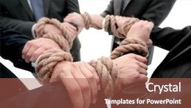  Presentation with hands holding - Presentation theme having holding rope forming a circle background and a red colored foreground