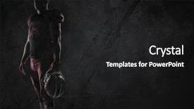  Presentation with golf player playing - Theme featuring holding rugby helmet against dark background and a dark gray colored foreground