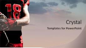  Presentation with american football - Slides with american football player holding rugby background and a light gray colored foreground