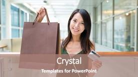  Presentation with woman pushing shopping trolley - Audience pleasing slide set consisting of holding shopping bag and credit backdrop and a  colored foreground