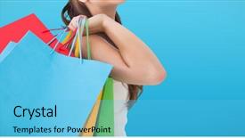  Presentation with blue plain - PPT theme having holding shopping bags against plain background and a light blue colored foreground