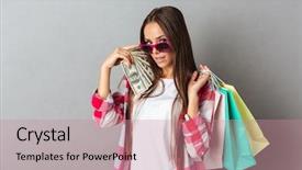  Presentation with abstract beautiful black pink glitter - PPT theme with holding shopping bags and dollar background and a coral colored foreground