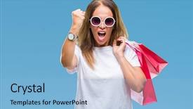  Presentation with hispanic - Beautiful slides featuring holding shopping bags on sale backdrop and a  colored foreground