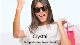  Presentation with woman pushing shopping trolley - Beautiful presentation theme featuring holding shopping bags on sale backdrop and a  colored foreground