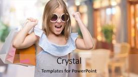  Presentation with swimming beautiful girl swims underwater - Audience pleasing PPT theme consisting of holding shopping bags on sale backdrop and a  colored foreground