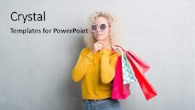  Presentation with sales - Amazing theme having holding shopping bags on sales backdrop and a light gray colored foreground