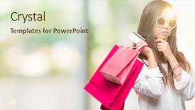  Presentation with sales - Theme having holding shopping bags on sales background and a  colored foreground