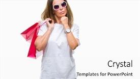  Presentation with hispanic - Amazing presentation theme having holding shopping bags on sales backdrop and a white colored foreground