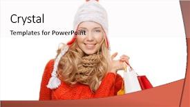  Presentation with woman pushing shopping trolley - Beautiful theme featuring holding shopping bags winter sale backdrop and a sky blue colored foreground