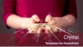  Presentation with technology black person - Presentation theme enhanced with holding smarthphone with technology light background and a tawny brown colored foreground