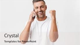  Presentation with happy sad face man - Beautiful presentation theme featuring  backdrop and a  colored foreground